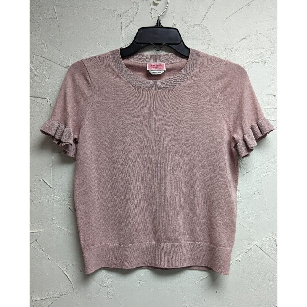 Kate Spade New York  Sweater Womens S Ruffled Short Sleves Silk Blend Knit